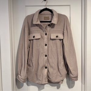 Beige Fleece Button-up Sweater - Size Large